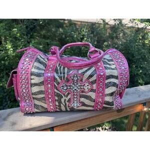 Hananel Purse Pink Silver Rhinestones weekender MINT CONDITION ! So pretty! Y2K